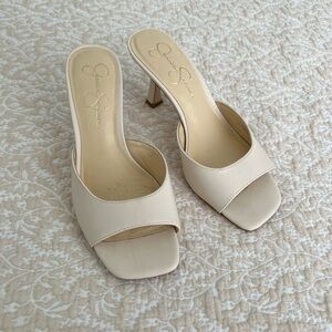Jessica Simpson Ivory Open-Toe Kitten Heels- Size 7.5